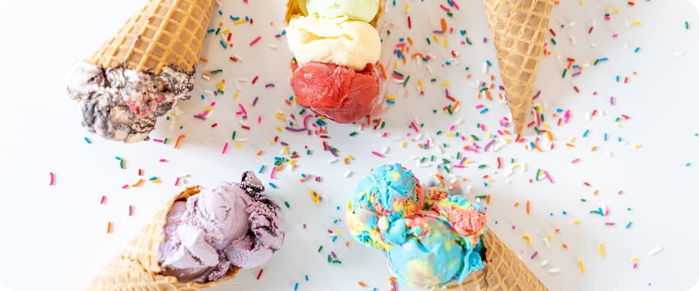 Five ice cream cones
